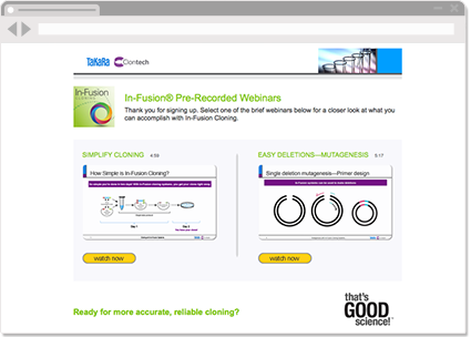 Screenshot of revised webinar selection page